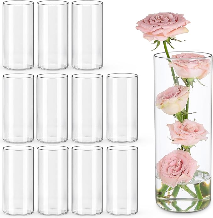 UPBUD 8 Inch Glass Cylinder Vases by UPBUD