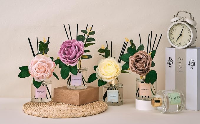 Cocorina Reed Diffuser Set, Flower Reed Diffuser Cashmere Vanilla, Scented - Image 4