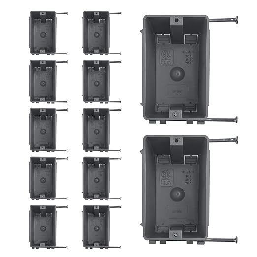 12PACK 18 Cu. in 1 Gang Electrical Box, PVC New Work Outlet Box, Single Gang by Unknown
