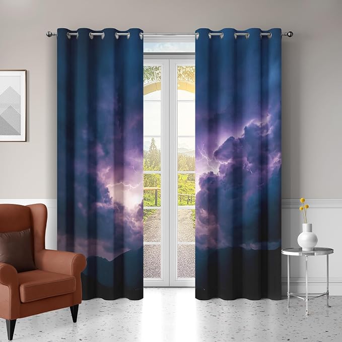 Lightning Blackout Curtains 39 Inches Long, Thunderstorm Curtains - Image 2