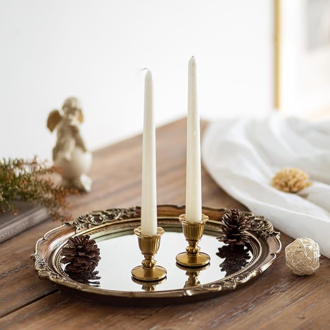 Romadedi Gold Candlestick Candle Holders, Brass Color, Victorian Style - Image 3
