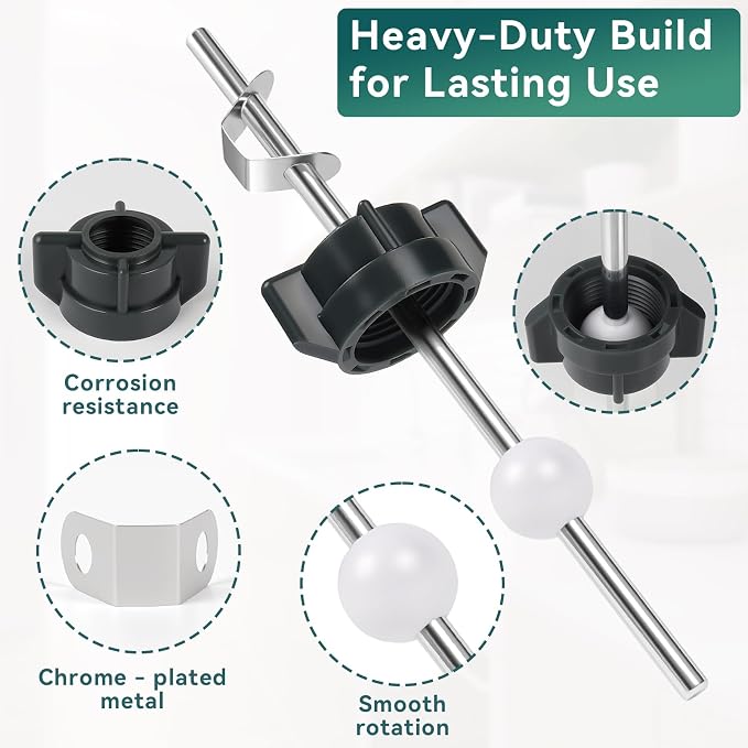 2 Pcs Sink Pivot Rod Replacement, 18MM Ball, Pop Up Center Piece Assembly - Image 4