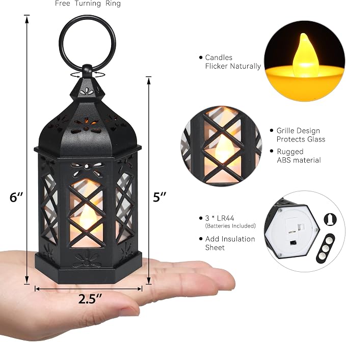 LLQ Mini Lantern with Flickering LED Candle - Image 2