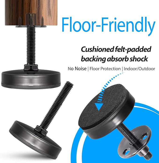 M8 Heavy Duty Leveling Feet 4Pk, Raise 0.8" to 2.25" | Adjustable furniture - Image 5