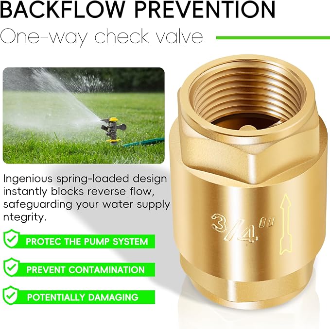 Brass In-Line Check Valve 3/4 Inch FNTP, One Way Water Hose Check Valve | - Image 3