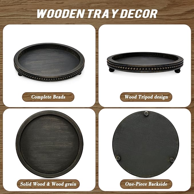 KULEDM Wooden Tray Decor, Small Beaded Coffee Table Tray Decor, Dining Room - Image 7