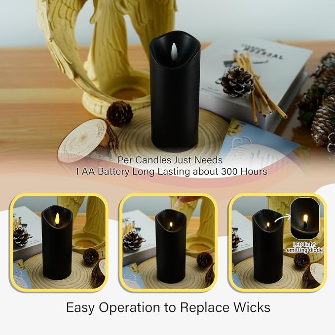 kakoya Flickering Flameless Candles, Battery Operated Plastic LED Pillar Candles - Image 4