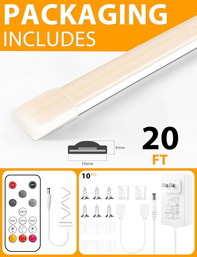 Lamomo COB LED Strip Lights 20Ft, Neutral White Dimmable Self-Adhesive Led Rope - Image 8