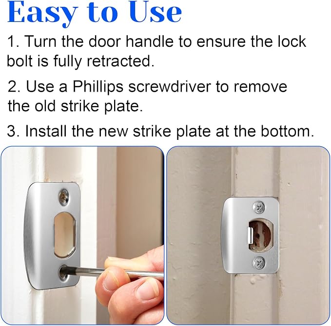 2 Pack Door Strike Plate Deadbolt Strike Plate 2-1/4 Inch X 1-7/16 Inch | Door - Image 5