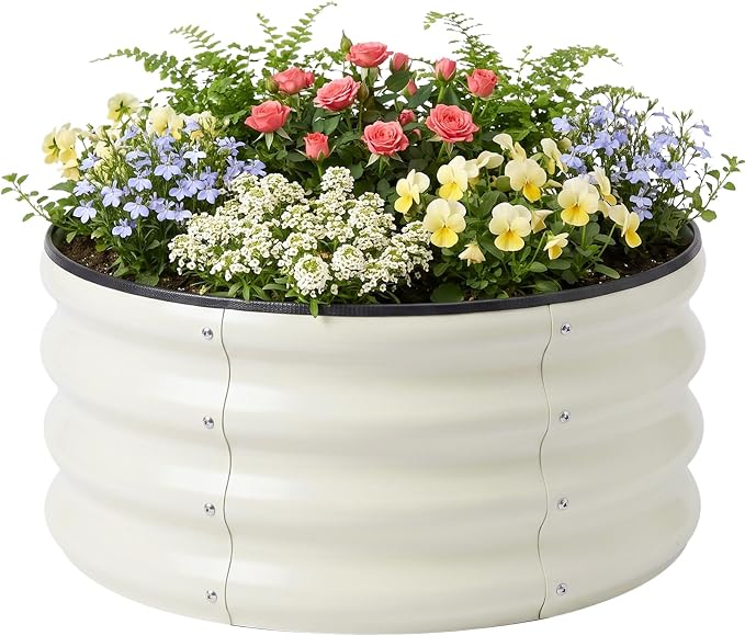 2x2x1ft Round Galvanized Raised Garden Bed Kit Outdoor, Metal Planter Box by snugniture