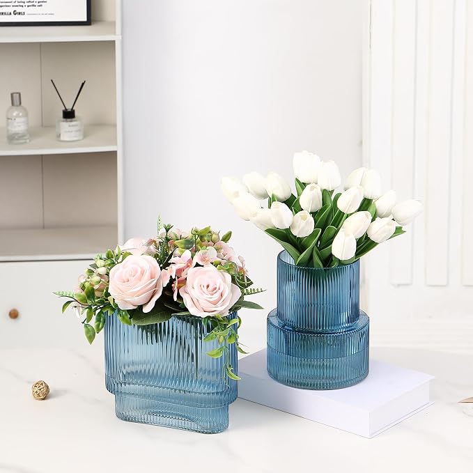Blue Glass Vases, Modern Glass Vase - Image 3