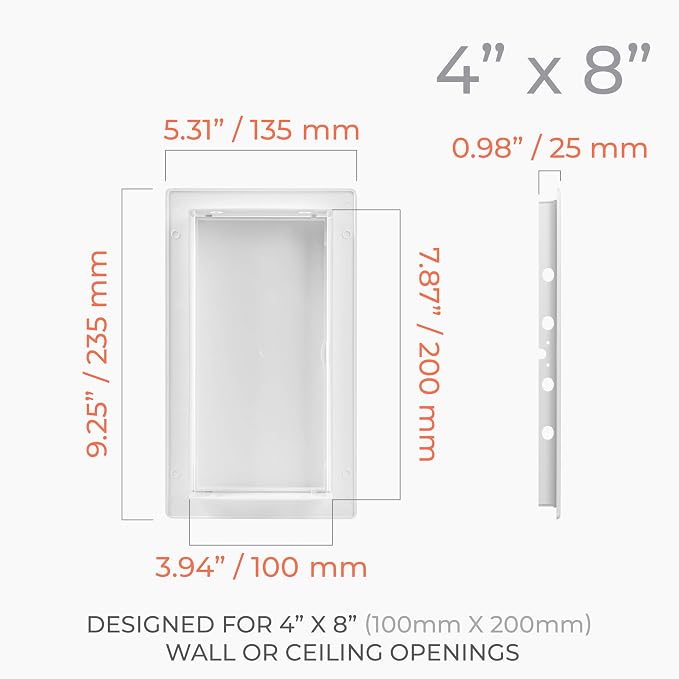 4x8 Inch White Access Panel for Drywall – ABS Plastic Square Wall, Ceiling - Image 2