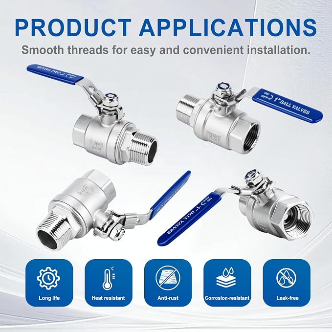 2 Pack 2" Full Port Ball Valve NPT Male x Female 304 Stainless Steel Heavy Duty - Image 7