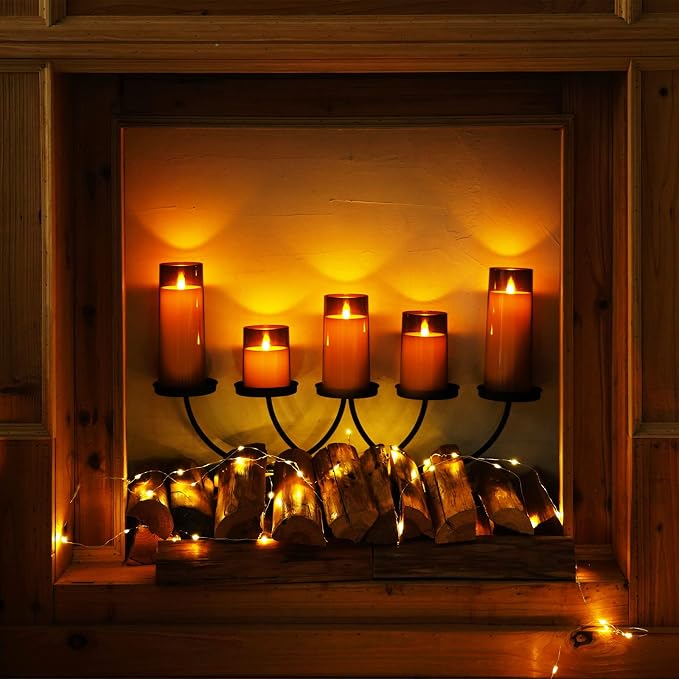 Homemory Gray Flickering Flameless Candles, Battery Operated Acrylic LED Pillar - Image 4