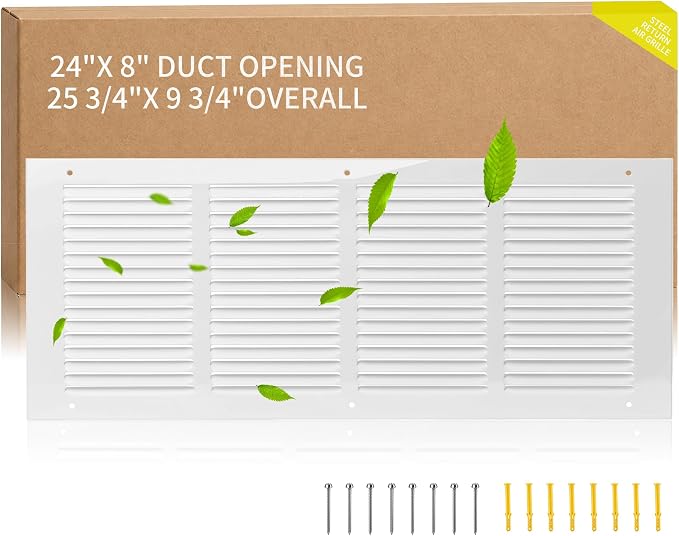 24" x 8" Return Air Grille Duct Opening, Ceiling Sidewall Floor Cold Air Intake by Unknown