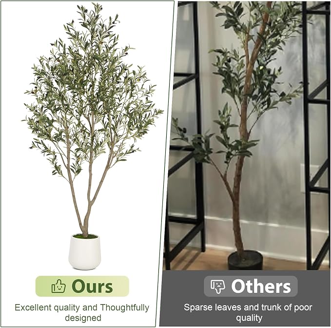 VIVATREES Olive Trees Artificial Indoor, 5FT Tall Faux Olive Tree - Image 4