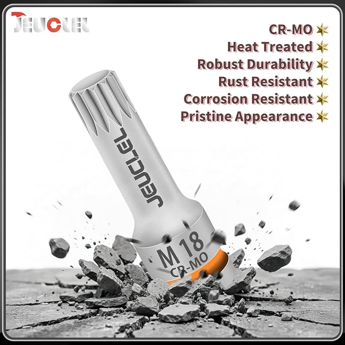 M18 Triple Square Impact Spline Bit Socket, 18mm 1/2" Drive Socket | 12 Point - Image 8