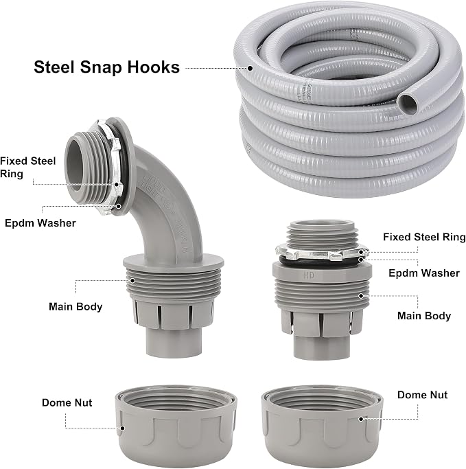 1 Inch Flexible Liquid Tight Conduit 25FT, Non Metallic Electrical Conduit Kit - Image 3