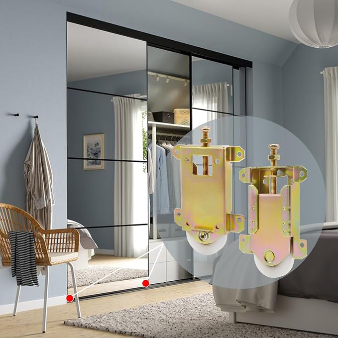Sliding Mirror Closet Door Rollers Replacement Hardware Fits Contractors Part - Image 3