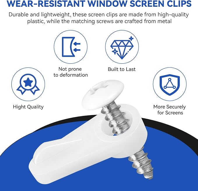 20 Pack Window Screen Clips, PL 7909 Molded Plastic Window Screen Holder Clips - Image 4