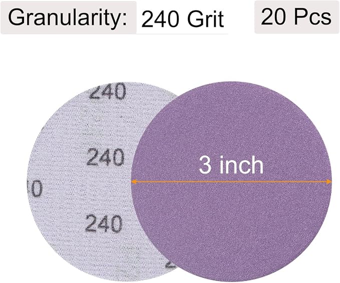 uxcell 20Pcs 3-Inch Purple Sanding Discs 240 Grits Hook and Loop Professional - Image 2