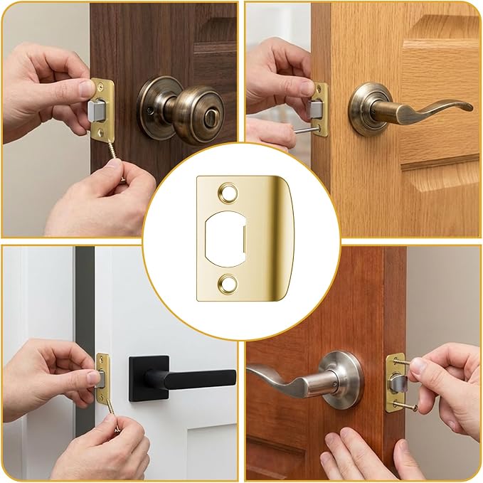 2Pcs Door Strike Plate Door Latch Plate Brass Univeral Strike Plates - Image 4