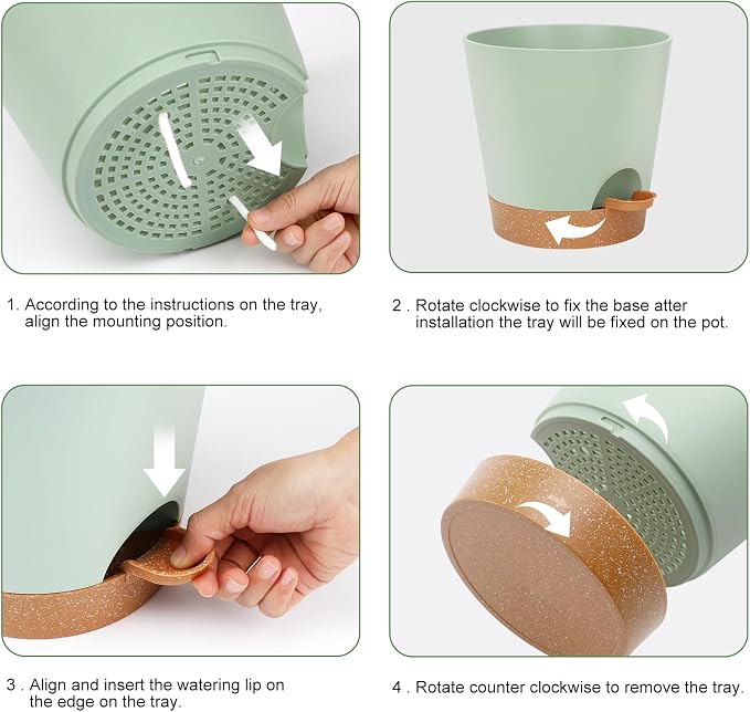 YNNICO 8-Inch Plant Pots, Self-Watering Planters - Image 2
