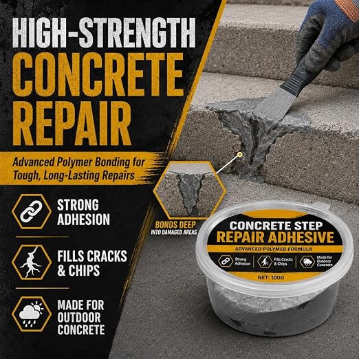 Concrete Step Repair Adhesive Filler Crack Cracks Cement Patch Wall Hole | - Image 2