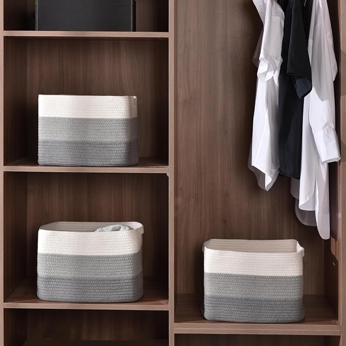 ICERZCZ Storage Baskets for Organizing Shelves, Woven Cotton Rope Baskets for - Image 2