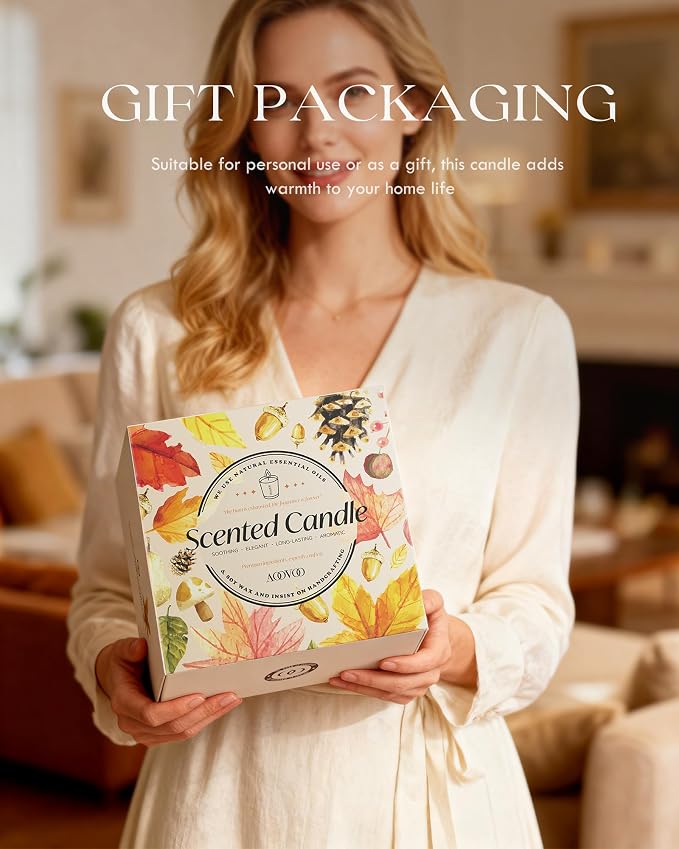 AOOVOO 4 Pack Fall Candles Set - 28 oz Autumn Candle Gift - Image 6