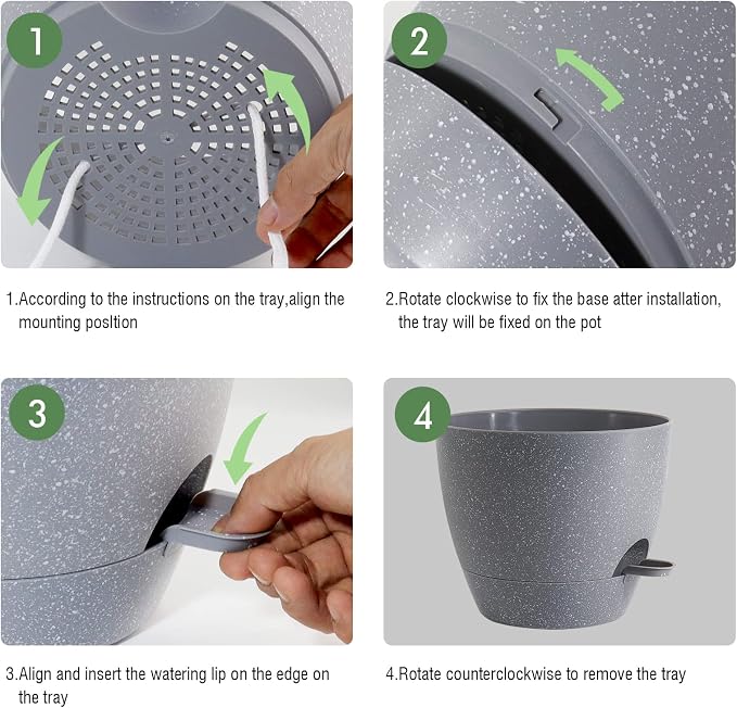 UOUZ 12 inch Large Self Watering Pots, Plastic Planters - Image 4