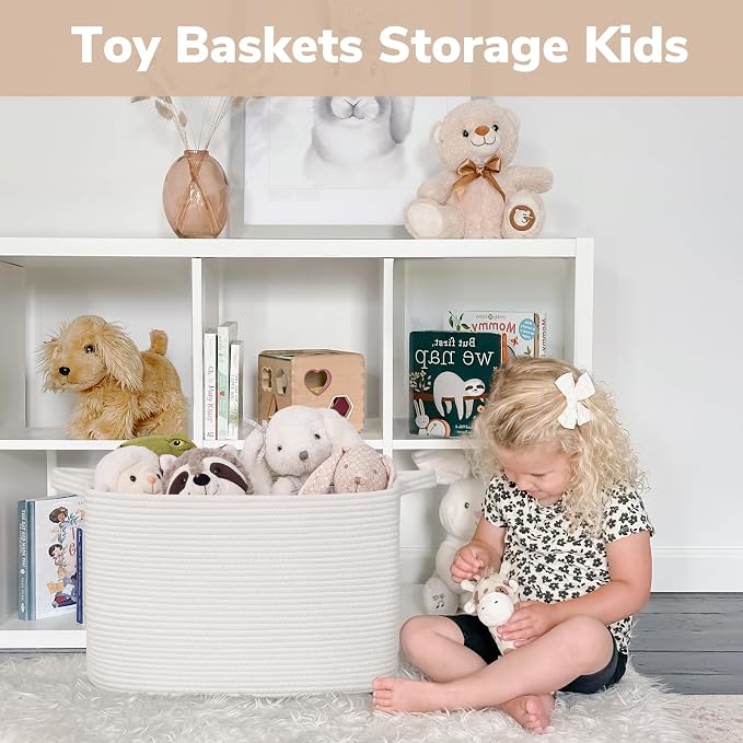 Goodpick 50L Large Woven Storage Basket, Cotton Rope Baskets - Image 4