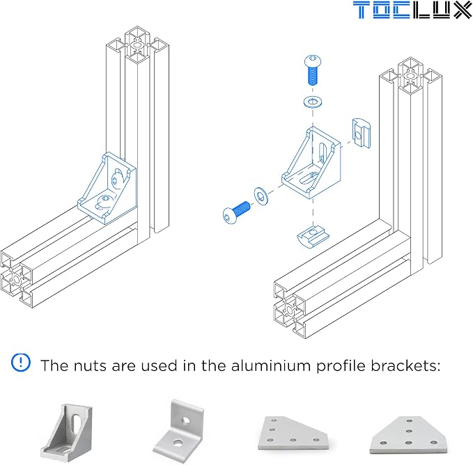680 pcs 20 Series Aluminum Extrusion Silver M5 T-Nut and Screw Kit – Sliding & - Image 5