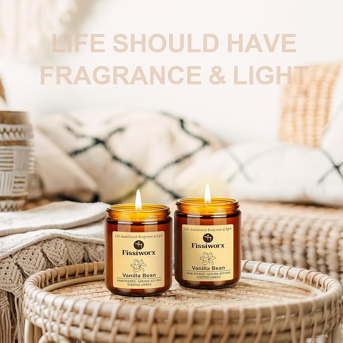 Vanilla Scented Candle Set 2 Pack, Candle - Image 7