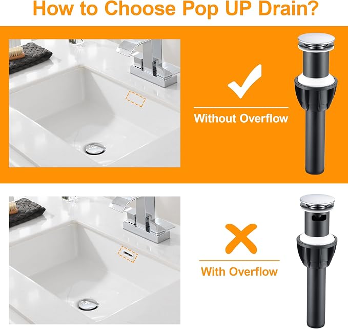 TIORIY Vessel Sink Drain Without Overflow, Bathroom Pop up Sink Drain Fit - Image 2