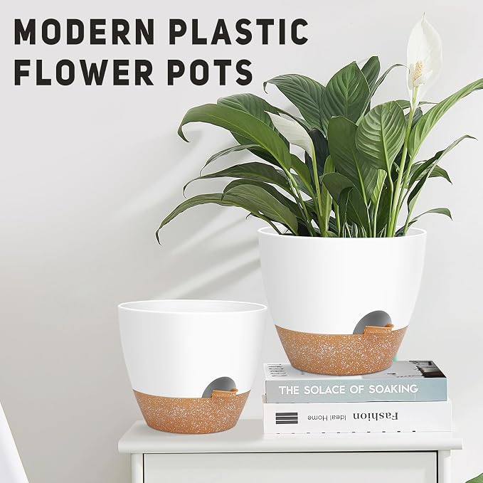 YNNICO 12" 10" 9" Large Self Watering Plant Pots, 3 Pack Flower Pots Planters - Image 3
