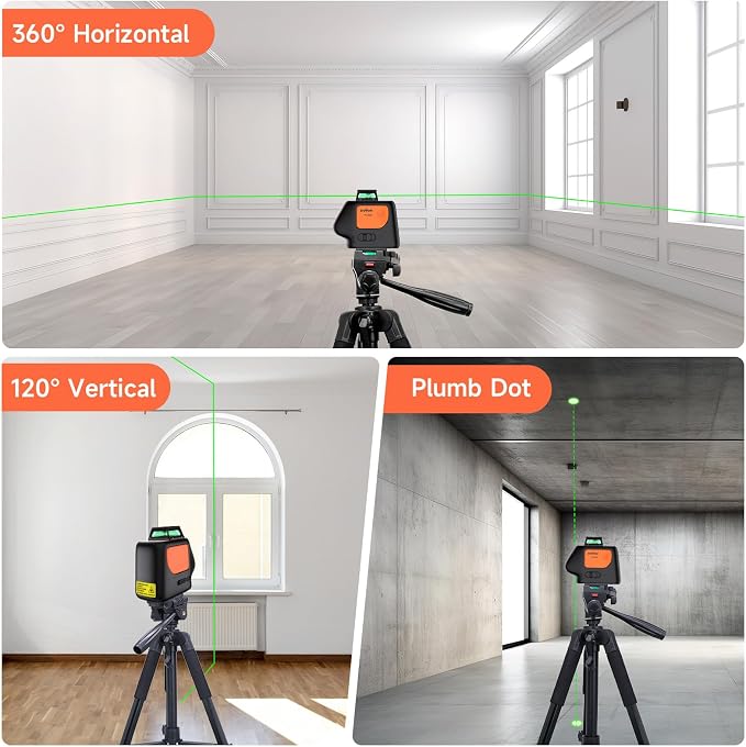 Plumb Dot Laser Level with Tripod, 360 Degree, PV-360G-KIT | 2 Plumb Points - Image 2