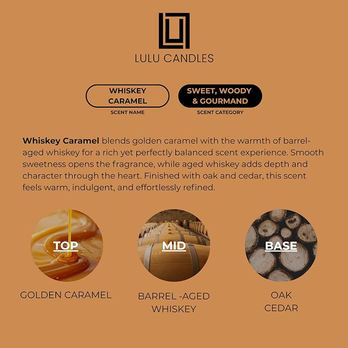 Lulu Candles | Whiskey Caramel | Smells Woody & Sweet | Luxury Scented Soy Jar - Image 4