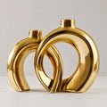 Set of 2 Gold Ceramic Vases for Home Decor Accents by Jonronboci