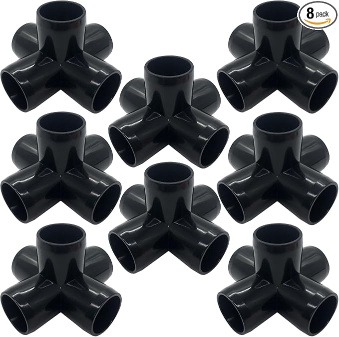 1“ Tee PVC Fitting 5 Way Elbow Connector, Furniture Grade 90 Degree Elbow Side by ANPTGHT