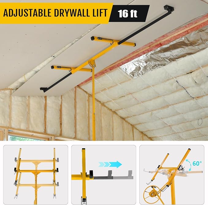 One-Person Drywall Lift Panel Hoist, 150 Lb Heavy-Duty Steel Sheetrock Jack | - Image 2
