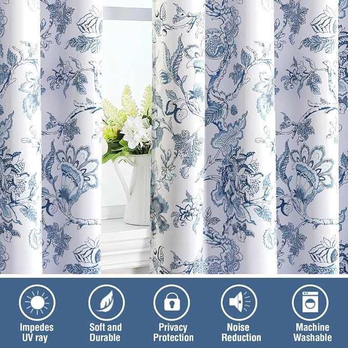 H.VERSAILTEX Blackout Curtains 84 Inch Length 2 Panels Set Floral Print Curtain - Image 7