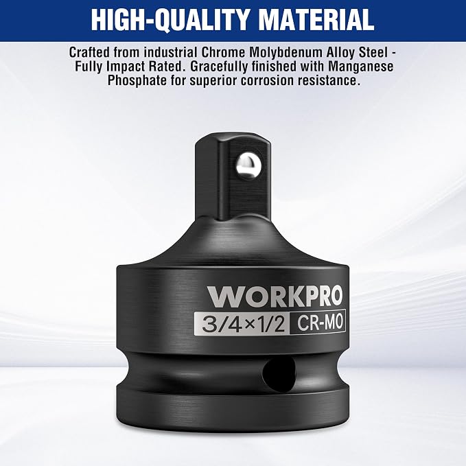 WORKPRO CR-MO 3/4F to 1/2M Impact Socket Adapter, Square Drive Reducer | CR-MO - Image 4