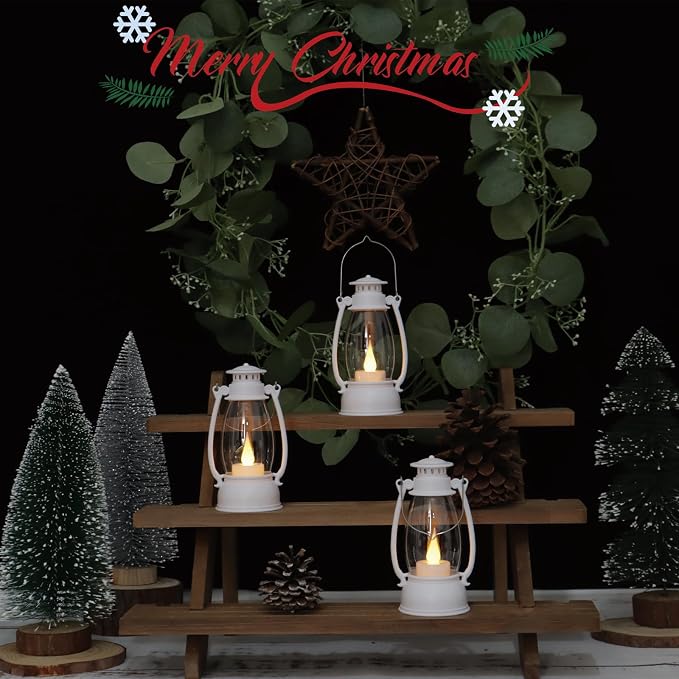 12Pcs Mini White Lanterns for Western Halloween Christmas – 6Inch Candle - Image 5