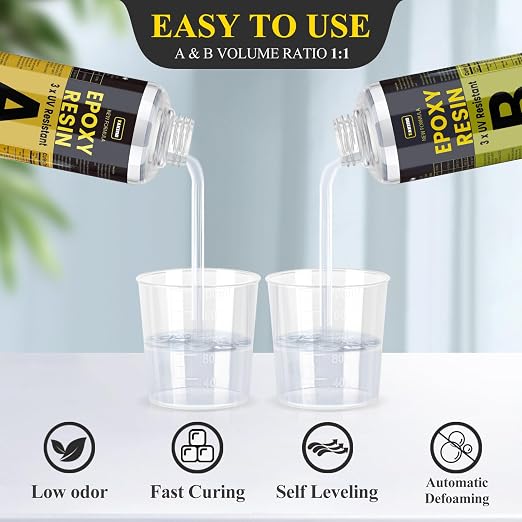 TAKIMO 32OZ 3X UV Resistant Crystal Clear Epoxy Resin Kit, 1:1 High Gloss | - Image 2