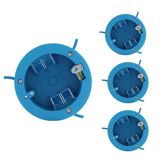 4 Pack 1 Gang PVC Blue Round Ceiling Electrical Box, Old Work, 4.25" Dia by Unknown