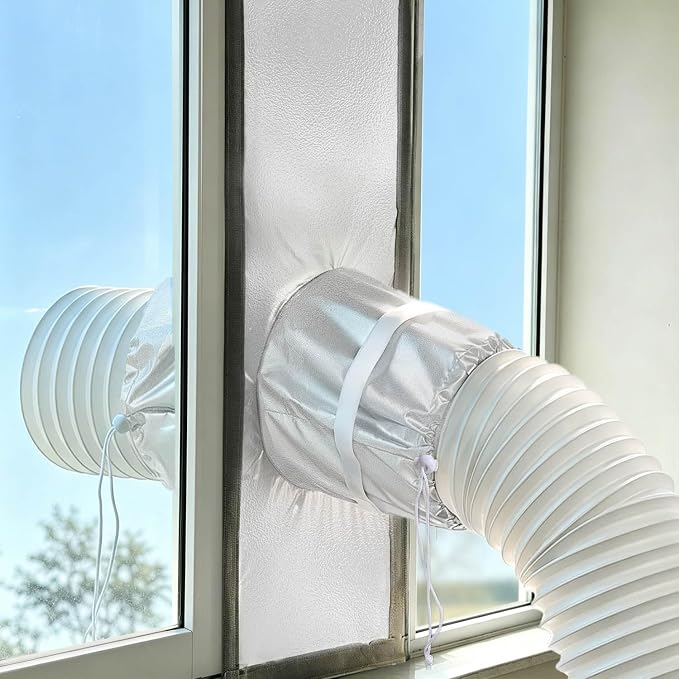 39"portable AC window vent kit silver-coated 100% blackout sealed & anti-UV | by Aozzy