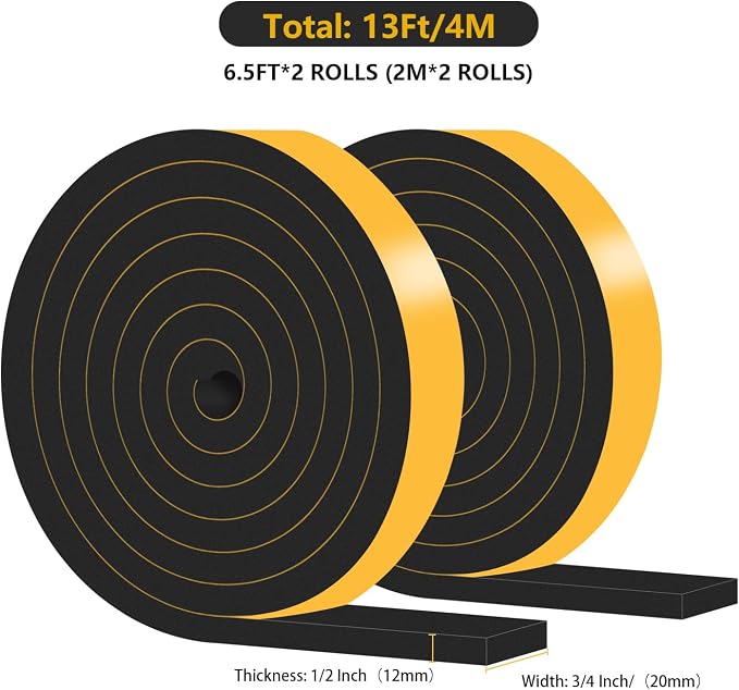 Weather Stripping, High Density CR, Strong Adhesive, 3/4 in x 1/2 in x 13Ft | - Image 4
