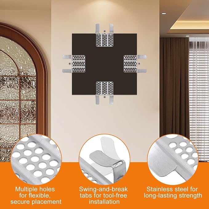 12 Pack Drywall Repair Clips, Fits 1/2" and 5/8" Panels, Stainless Steel - Image 3