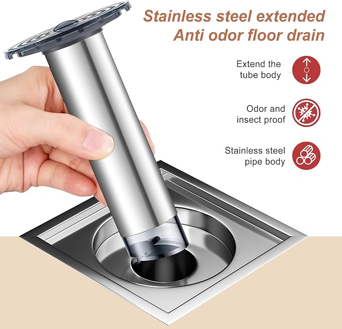 Stainless Steel Extended Anti Odor Floor Drain, Prevent Odor Dispersion in - Image 2